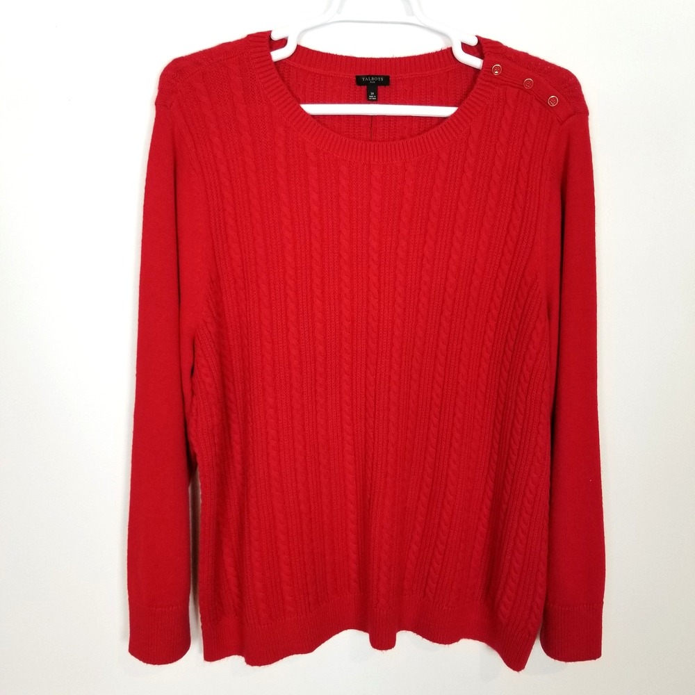 Talbots Plus Soft Cable Knit Crewneck Sweater Sz 3X Pullover Comfort Winter